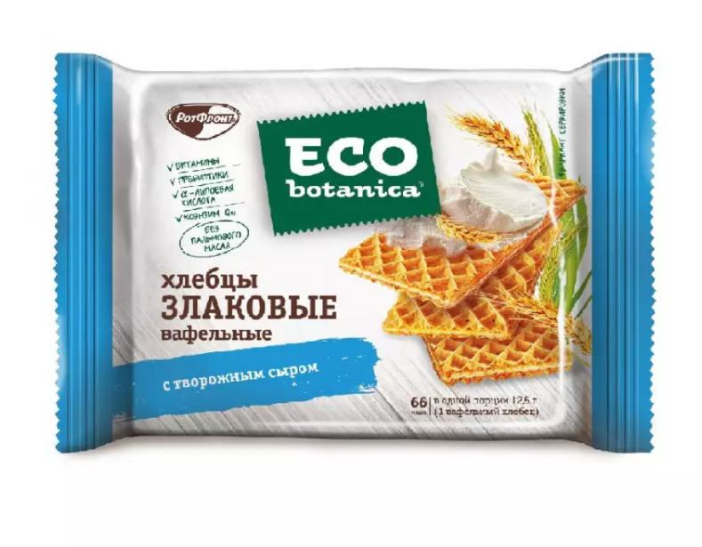 Вафли ECO-BOTANICA "Вафельные хлебцы злаковые с творожным сыром" с  жировой начинкой 75 г
