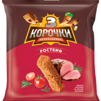 Сухарики 3 КОРОЧКИ "Ростбиф" ржаные 40 г