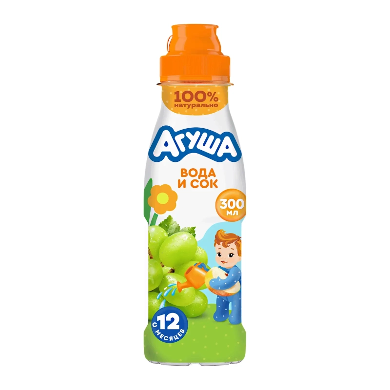 Напиток сокосодержащий АГУША Напиток сокосодержащий АГУША "Вода и сок" яблоко-виноград с 12 месяцев 300 мл