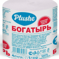 Туалетная бумага PLUSHE "Богатырь" однослойная 1 шт