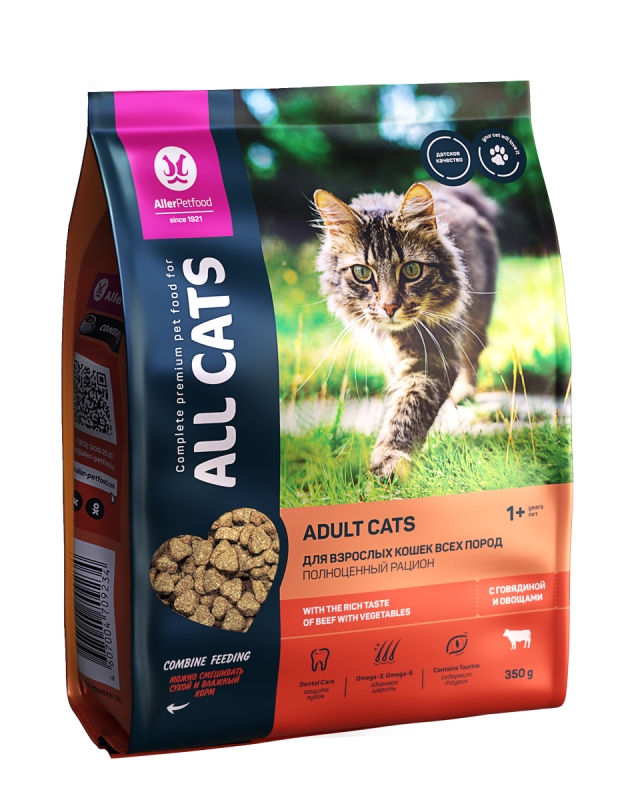 ALL CATS корм сухой д/взр. кош. с говядиной, 350 г