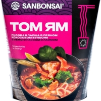 Лапша SANBONSAI "Том ям" рисовая  в кокосовом бульоне с лемонграссом и лаймом 113 г