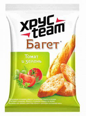 Сухарики ХРУСTEAM "Багет" пшеничные томат и зелень 60 г