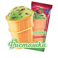 Мороженое СЛАВИЦА "Фисташка" с брусничным топингом в плоском вафельном стаканчике 90 г