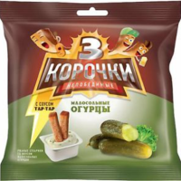 Сухарики 3 КОРОЧКИ пшенично-ржаные малосольные огурцы с соусом ТАР-ТАР 60 г