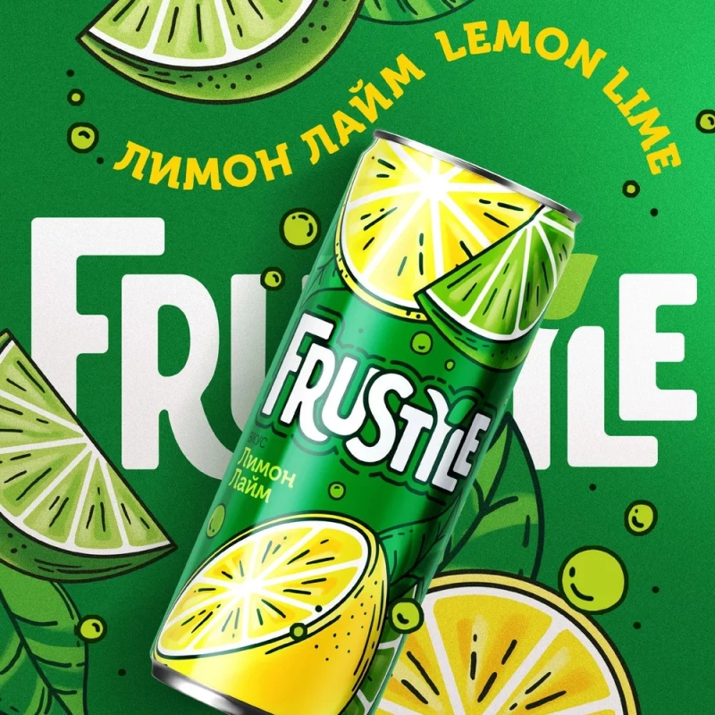Напиток FRUSTYLE "Лимон-Лайм" сильногазированный 0.33 л