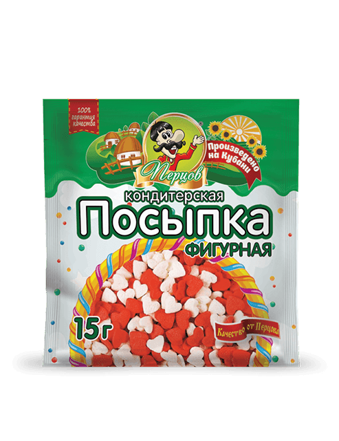 Посыпка кондитерская ПЕРЦОВ "Сердечки" фигурная 15 г