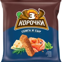 Сухарики ТРИ КОРОЧКИ ржано-пшеничные семга и сыр 40 г
