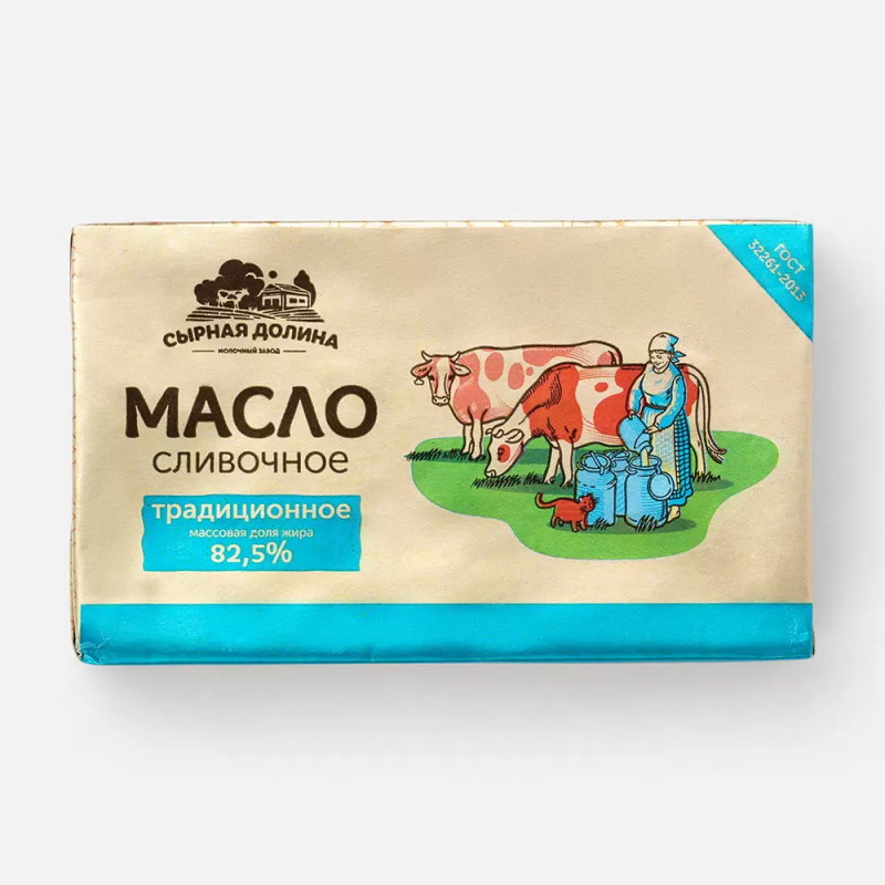 Масло сливочное СЫРНАЯ ДОЛИНА "Кровка. Крестьянское" 400 г 82,5%