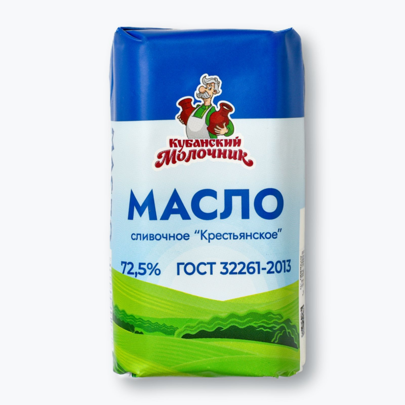 Масло сливочное КУБАНСКИЙ МОЛОЧНИК "Крестьянское" 170 г 72,5%
